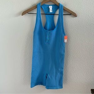 NWT Colsie Blue Unitard Onsie Blue Romper Stretchy XS